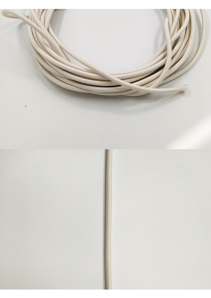 Dekoratif Örgülü Kumaş Kablo Beyaz Renk 2X0,50MM 1 Metre