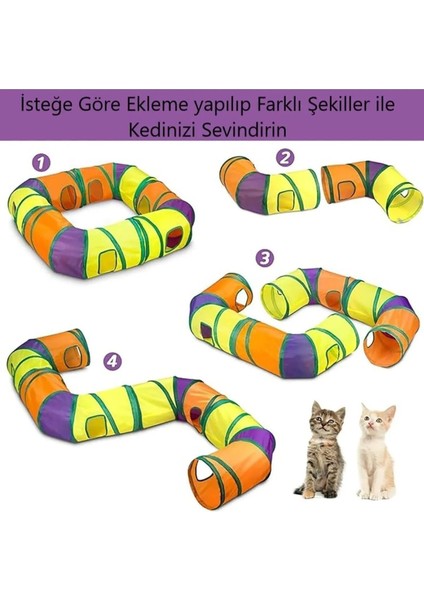Gökkuşağı Renkli Katlanır Kedi Köpek Oyun Tüneli, Eğlenceli ve Dayanıklı indirimleri