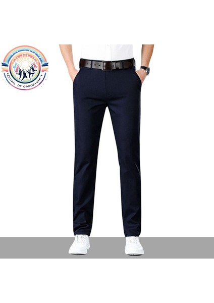 Erkek Keten Pantolon Pamuklu Regular Fit Lacivert