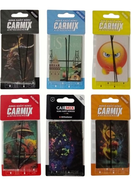 Karışık Tasarımlı Dekoratif Asma Kağıt Oto Ev Kokusu Kağıt Koku Karışık 6 Adet