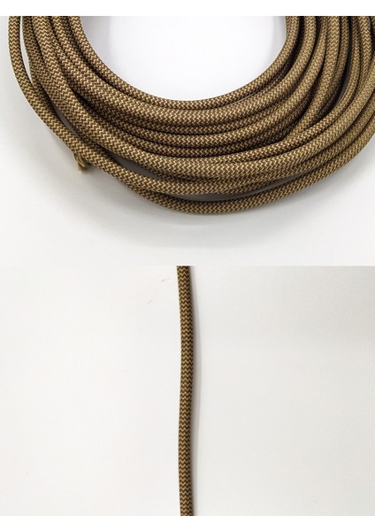 Dekoratif Örgülü Kumaş Kablo Zigzag Sütlü Kahve-Haki Renk 2X0,50MM 1 Metre