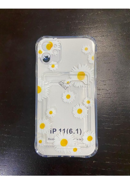 iPhone 11 Telefon Kılıfı Şeffaf Silikon Papatya Temalı