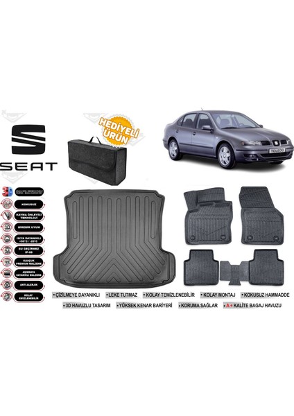 Seat Toledo 1999 Model Bagaj Havuzu+Paspas Seti Profesyonel Serisi Hediyeli