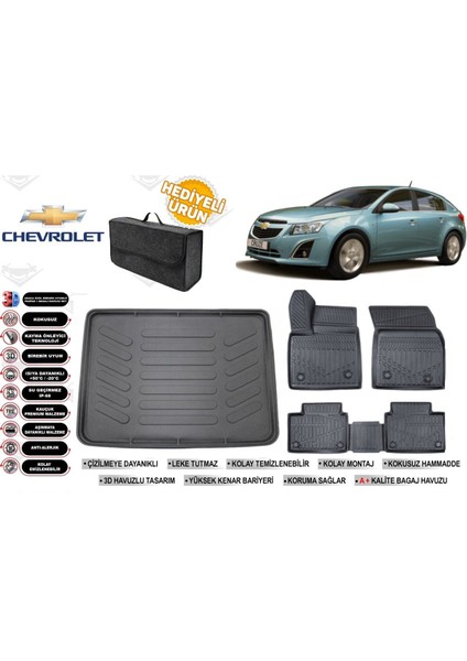 Chevrolet Cruze Hatchback 2015 Model Bagaj Havuzu+Paspas Seti Profesyonel Serisi Hediyeli