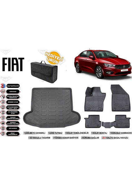 Fiat Egea Hybrıd 2024 Model Bagaj Havuzu+Paspas Seti Profesyonel Serisi Hediyeli