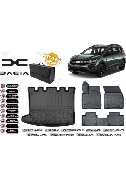Dacia Jogger 2024 Model Bagaj Havuzu+Paspas Seti Profesyonel Serisi Hediyeli
