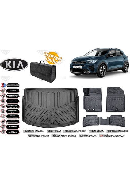 Kia Stonic 2022 Model Bagaj Havuzu+Paspas Seti Profesyonel Serisi Hediyeli