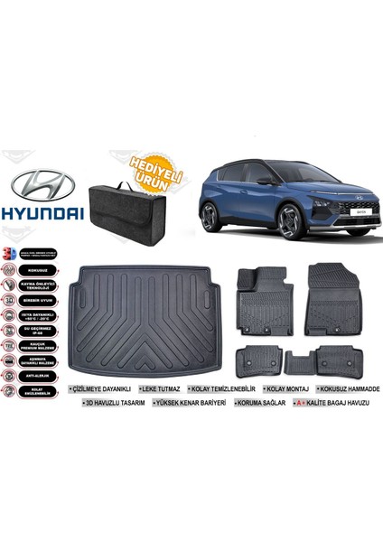 Hyundai Bayon 2022 Model Bagaj Havuzu+Paspas Seti Profesyonel Serisi Hediyeli