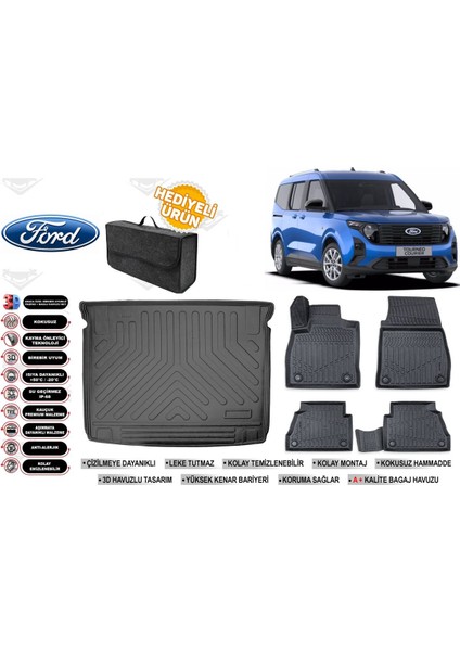 Ford Courier 2025 Model Bagaj Havuzu+Paspas Seti Profesyonel Serisi Hediyeli