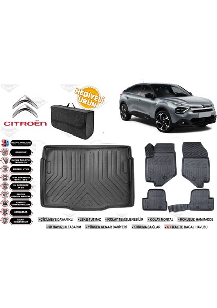 Citroen C4 2025 Model Bagaj Havuzu+Paspas Seti Profesyonel Serisi Hediyeli