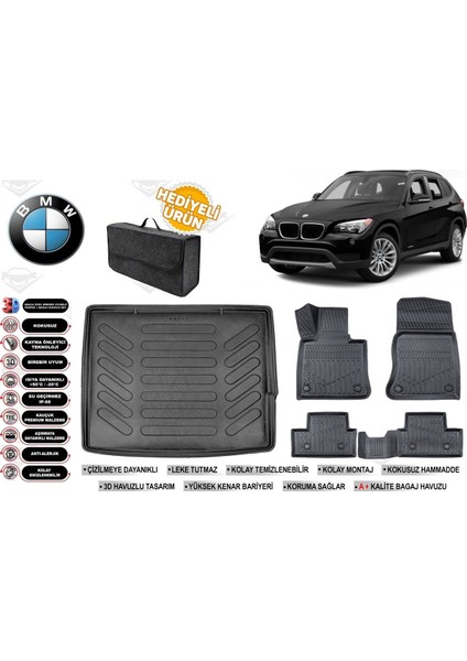 Bmw X1 2009 Model Bagaj Havuzu+Paspas Seti Profesyonel Serisi Hediyeli