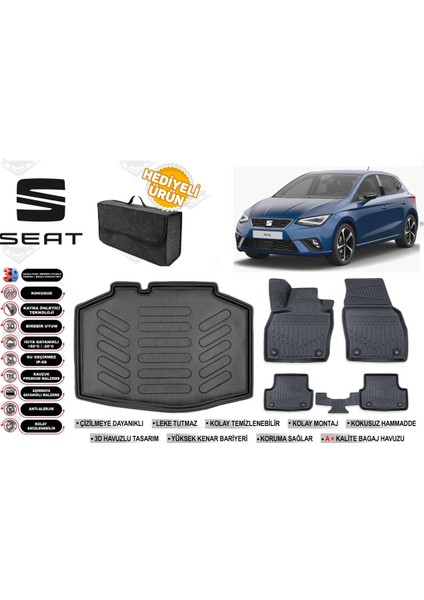 Seat Ibıza 2019 Model Bagaj Havuzu+Paspas Seti Profesyonel Serisi Hediyeli