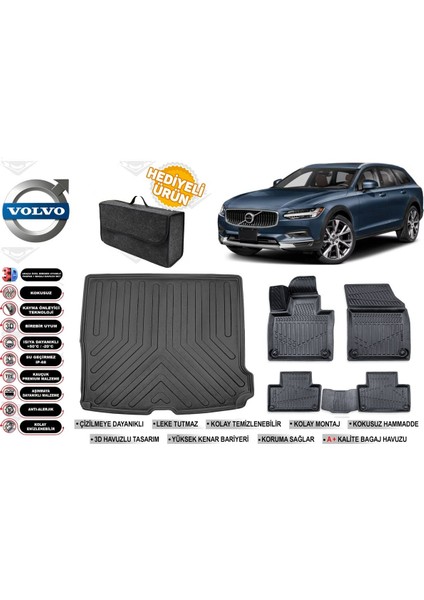 Volvo V90 2018 Model Bagaj Havuzu+Paspas Seti Profesyonel Serisi Hediyeli