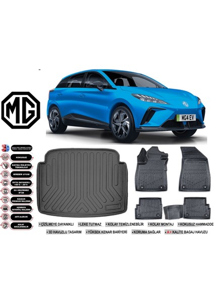 Mg4 2025 Model Luxury Paket Bagaj Havuzu Araca Özel Siyah Ekstra Havuzlu Paspas Takımı