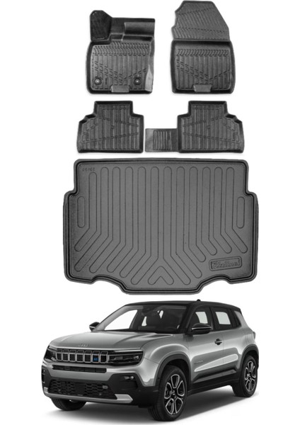 Jeep Avanger Elektrikli 2024 Model Alt Bagaj Havuzu Araca Özel Siyah Paspas Takımı
