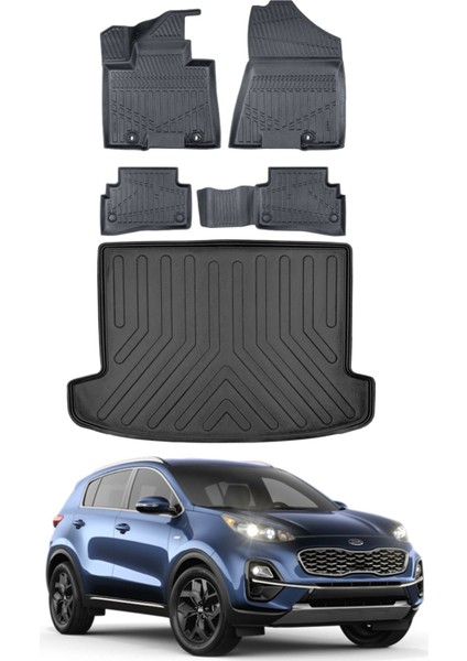 Kia Sportage 2019 Model Bagaj Havuzu Araca Özel Siyah Paspas Takımı