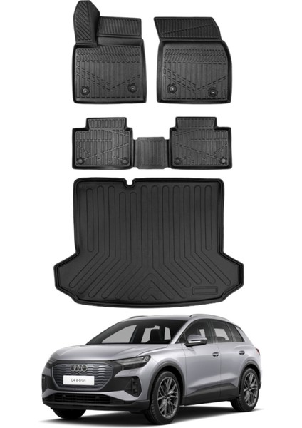 Audi Q4 E-Tron 2022 Model Bagaj Havuzu Araca Özel Siyah Paspas Takımı