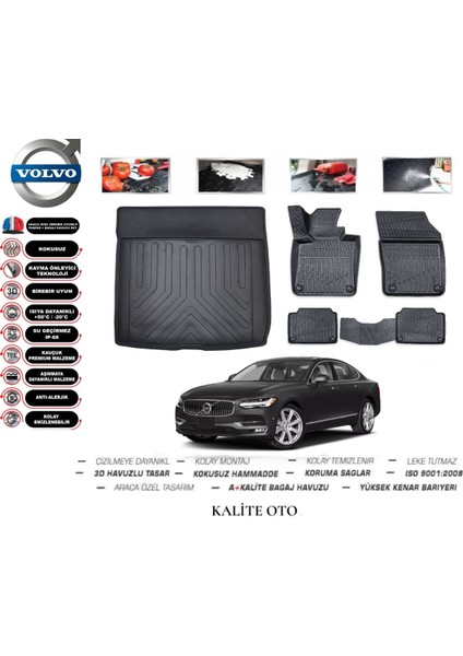 Volvo S90 2019 Model 3D Bagaj Havuzu+4d Havuzlu Paspas Seti