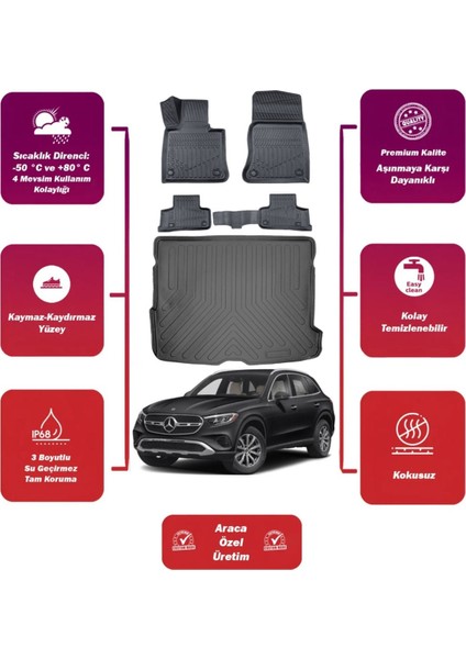 Mercedes Glc Suv 2018 Model Bagaj Havuzu+4d Araca Özel Havuzlu Paspas Takımıı Maxii
