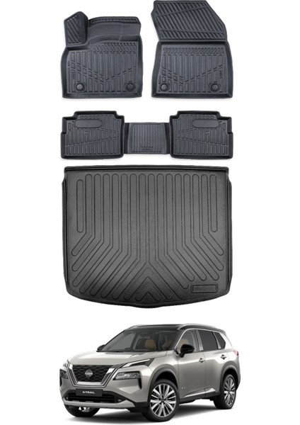 Nissan X-Trail E-Power 2025 Model Bagaj Havuzu Araca Özel Siyah Paspas Takımı