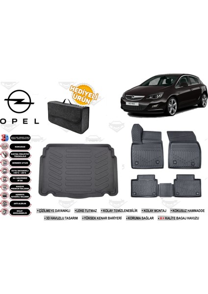 Opel Astra J Hb 2010 Model Bagaj Havuzu+Paspas Seti Profesyonel Serisi Hediyeli