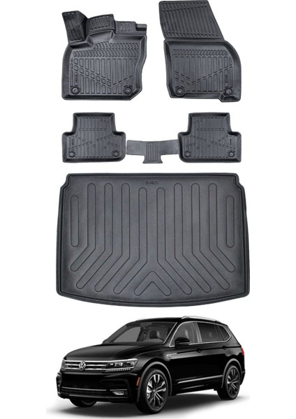 Volkswagen Tiguan 2019 Model Alt Bagaj Havuzu Araca Özel Siyah Paspas Takımı