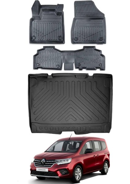 Renault Kangoo 2024 Model Bagaj Havuzu Araca Özel Siyah Paspas Takımı