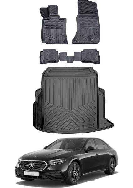 Mercedes E Serisi W214 2024 Model Bagaj Havuzu Araca Özel Siyah Paspas Takımı