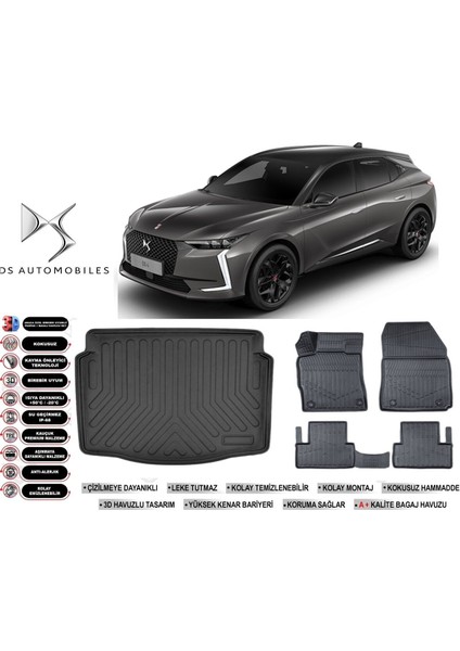 Ds4 2023 Model Bagaj Havuzu Araca Özel Siyah Ekstra Havuzlu Paspas Takımı