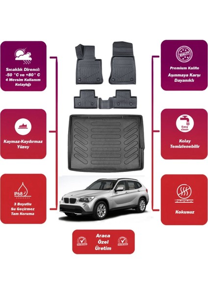 Bmw X1 2012 Model Bagaj Havuzu+4d Araca Özel Havuzlu Paspas Takımıı Maxii