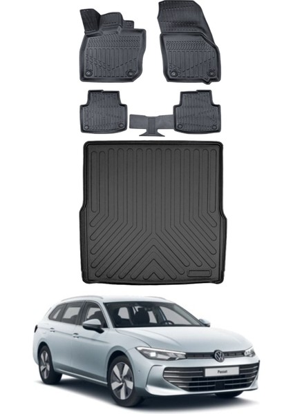 Volkswagen Passat B9 2025 Model Bagaj Havuzu Araca Özel Siyah Paspas Takımı
