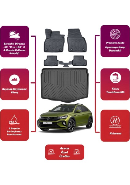 Volkswagen Taigo 2020 Model Alt Bagaj Havuzu+4d Araca Özel Havuzlu Paspas Takımıı Maxii