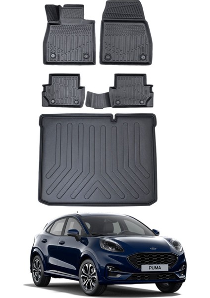 Ford Puma 2019 Model Alt Bagaj Havuzu Araca Özel Siyah Paspas Takımı