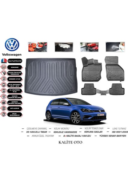 Volkswagen Golf 7 2017 Model 3D Bagaj Havuzu+4d Havuzlu Paspas Seti