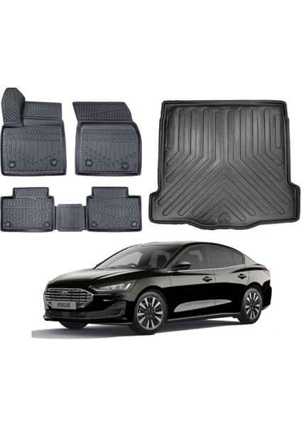 Ford Focus 5 Sedan 2023 Model Ince Stepneli Bagaj Havuzu Paspas Takımı Maxi Eva Serisi