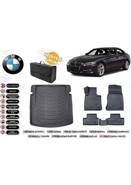 Bmw 3 Serisi F30 2012 Model Bagaj Havuzu+Paspas Seti Profesyonel Serisi Hediyeli