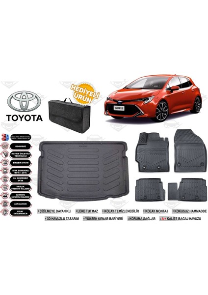 Toyota Auris 2016 Model Bagaj Havuzu+Paspas Seti Profesyonel Serisi Hediyeli