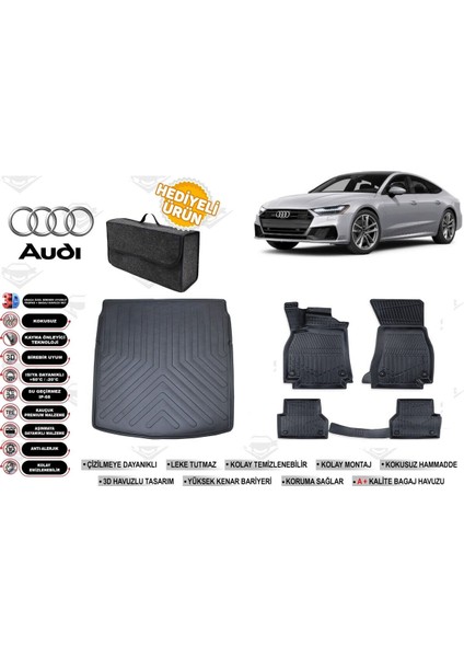 Audi A7 2022 Model Bagaj Havuzu+Paspas Seti Profesyonel Serisi Hediyeli