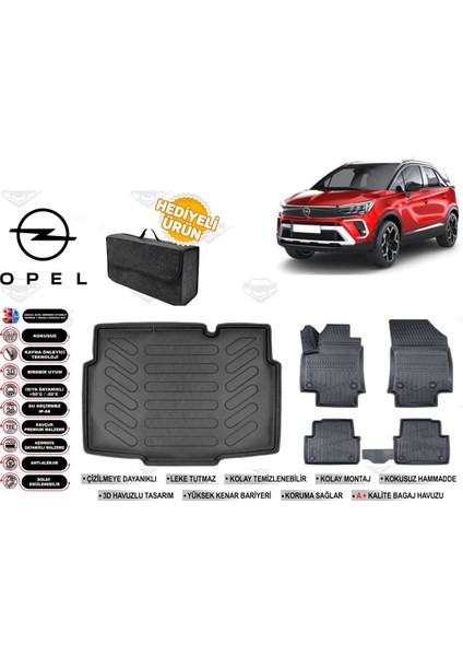 Opel Crossland 2025 Model Alt Bagaj Havuzu+Paspas Seti Profesyonel Serisi Hediyeli