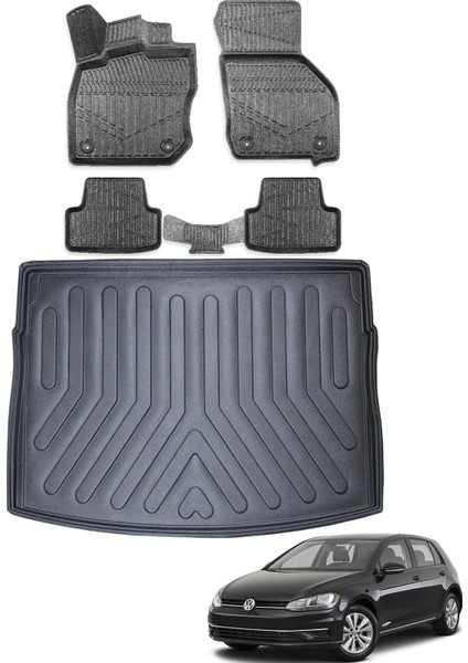 Volkswagen Golf 7 2013 Model Bagaj Havuzu+Araca Özel Üretim 3D Havuzlu Paspas