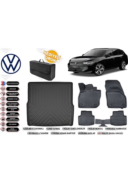 Volkswagen Passat B9 2025 Model Bagaj Havuzu+Paspas Seti Profesyonel Serisi Hediyeli