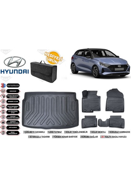 Hyundai I20 2025 Model Bagaj Havuzu+Paspas Seti Profesyonel Serisi Hediyeli