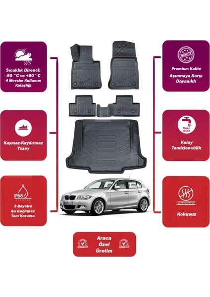 Bmw 1 Serisi E87 2004 Model Bagaj Havuzu+4d Araca Özel Havuzlu Paspas Takımıı Maxii