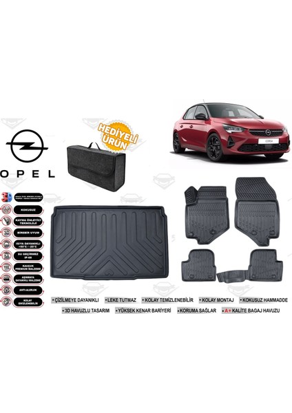 Opel Corsa F 2020 Model Bagaj Havuzu+Paspas Seti Profesyonel Serisi Hediyeli