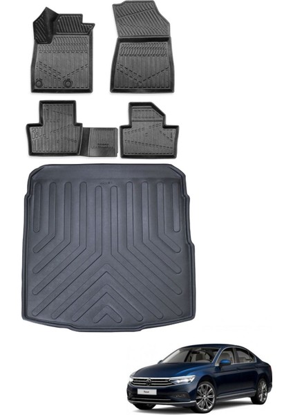 Volkswagen Passat B8/8.5 2015 Model Bagaj Havuzu+Araca Özel Üretim 3D Havuzlu Paspas