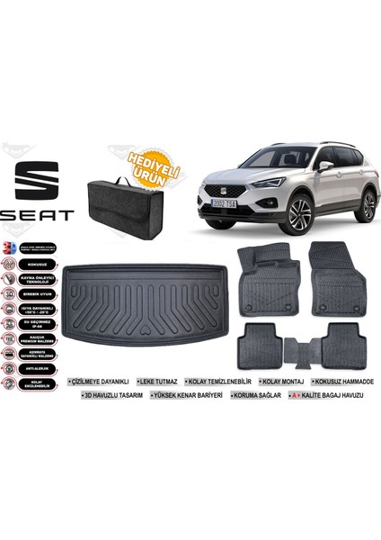 Seat Taracco 2019 Model 7 Koltuk Bagaj Havuzu+Paspas Seti Profesyonel Serisi Hediyeli