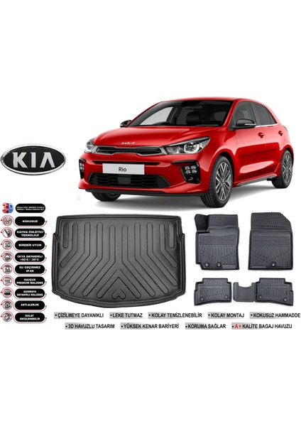 Kia Rio Hatchback 2020 Model Bagaj Havuzu Araca Özel Siyah Ekstra Havuzlu Paspas Takımı