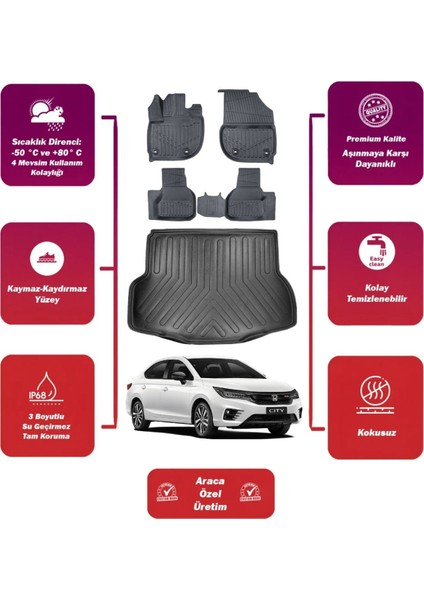 Honda City 2022 Model Bagaj Havuzu+4d Araca Özel Havuzlu Paspas Takımıı Maxii