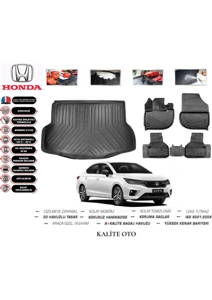 Honda City 2024 Model 3D Bagaj Havuzu+4d Havuzlu Paspas Seti