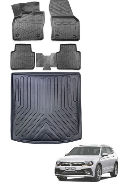 Volkswagen Tiguan Allspace 2021 Model Bagaj Havuzu+Araca Özel Üretim 3D Havuzlu Paspas